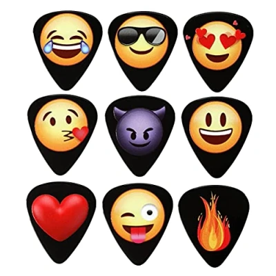 Image of 9 Black Emoticon Guitar Plectrums Harmony Picks