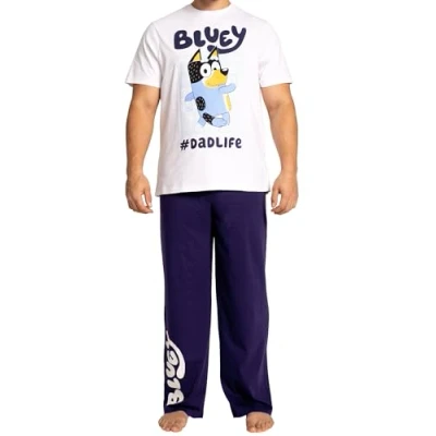 Image of Bluey Pyjamas Dad Pjs Mens Cotton For Daddy Blue XX Large