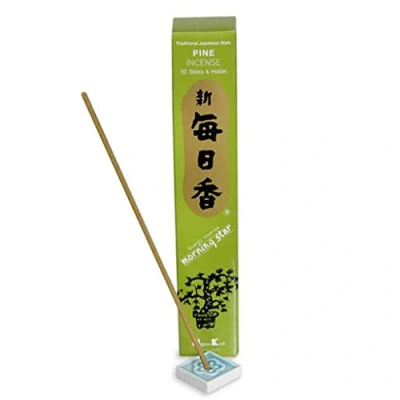 Image of Pine Morning Star Quality Japanese Incense by Nippon Kodo 50 Sticks + Holder