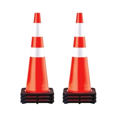 Image of VEVOR 6Pack 36&quot; Traffic Cones, Safety Road Parking Cone with Black Weighted Base, PVC Orange Hazard Cones Reflective Collars for Construction