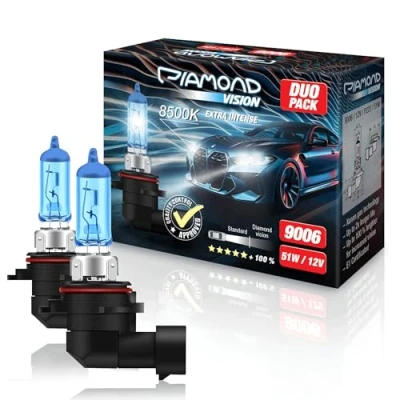 Image of Diamond Vision 2x HB4 9006 12V 51W 8500K Headlight Halogen Bulb Xenon Look White Error Free Ice Blue Night Breaker Fog Light Led High Beam Cool Longlife E certified