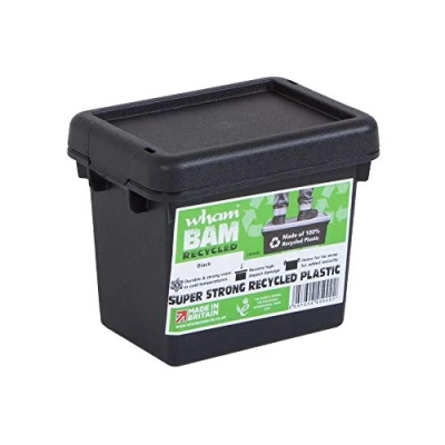 Image of Wham Bam 100% Recycled Super Strong Impact Resistant Black Re Usable Storage Boxes With Lids 16 Litre 38.5 x 29 21.5cm (5 Boxes)