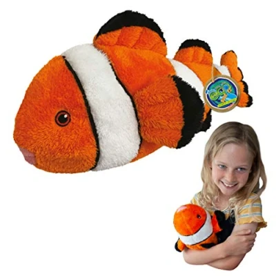 Image of EcoBuddiez Clown Fish from Deluxebase. Large 38cm Soft Plush Animals made Recycled Plastic Bottles. Eco Friendly Cuddly Gift for Kids and Cute Stuffed Animal Toy Toddlers.