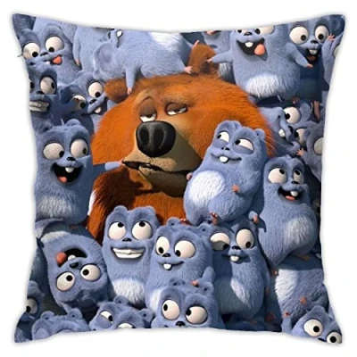Image of Pillowcase for Grizzly Bear and The Lemmings Tabodi Throw Pillow Cover Anime 18x18 Inches Home Decor Square Cotton Linen Case Cushion