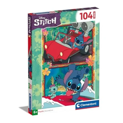 Image of Clementoni 27571 Supercolor Puzzle Super Disney Stitch 104 Pieces Jigsaw For Kids Age 6 Cartoon Made In Italy