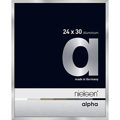 Image of nielsen Alpha Photo Frame 24x30cm Aluminium Picture Frame, Silver with Protective Float Glass and Push Turn Clips