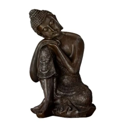 Image of Zen Light Zen&#039;Light Thai Buddha Statue Feng Shui Lucky Charm Gift Idea Office Decoration, Bedroom, Living Room etc. Height: 18 cm Bronze Colour, Resin, 13 x 12 20
