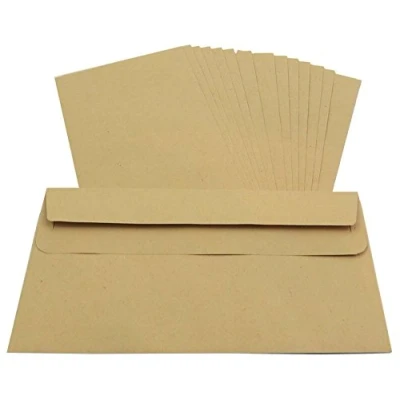Image of 50 Brown Manilla DL/Letter Size Self Seal Plain Paper Envelopes 110 x 220mm 80gsm Office Postal Mailing Postage Posting Supplies