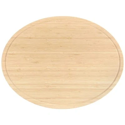 Image of BambooMN Heavy Duty Premium Bamboo Oval Shaped Cutting and Serving Board 17&quot; x 13&quot; 0.75&quot; Grooved/Flat 1 Piece
