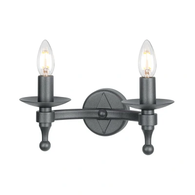 Image of Warwick 2 Light Indoor Candle Wall Graphite Black, E14