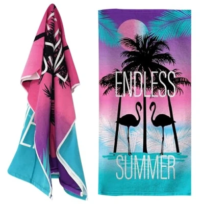 Image of GEEZY Large Microfibre Beach Bath Towel Lightweight Sports Travel Gym Summer Towels (Flamingo)