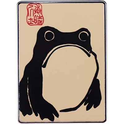 Image of Funny Frog Enamel Pin Japanese Art Badge Cute Animal Brooch Lapel Badges Cartoon Backpack Gift for Friends Kids