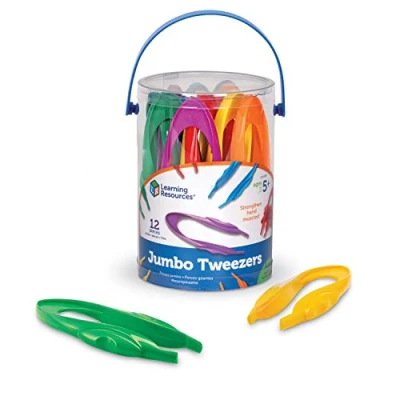 Image of Learning Resources Jumbo Tweezers, Sorting &amp; Counting, Preschool Science, Homeschool, Toddler Fine Motor Skill Development, Tuff Tray accessories, Set Of 12