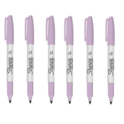 Image of Sharpie Fine Point Permanent Marker Pen Lavender Mica 6 Pack
