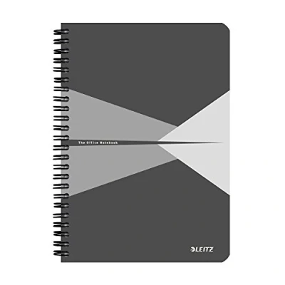Image of Leitz 44980025 Office Writing Pad A5 Squared, Spiral Bound Chequered grey