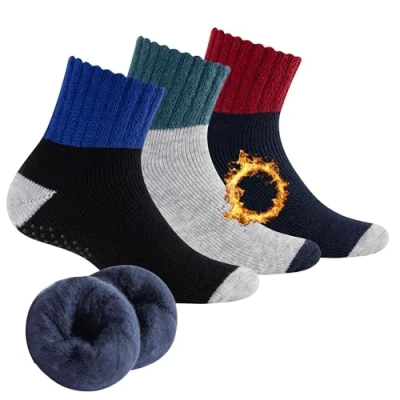 Image of The Essentials Wardrobe 3PK Mens Brushed Thermal Lounge Socks UK 6 11/EU 39 45 Colour Block