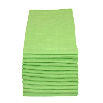 Image of MuslinZ 12PK 100% Pure Cotton Baby Muslin Squares Burp Cloth 70x70cms Green