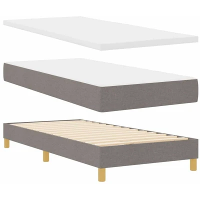 Image of vidaXL Box Spring Bed with Mattress in Taupe, 90x200 cm, Fabric
