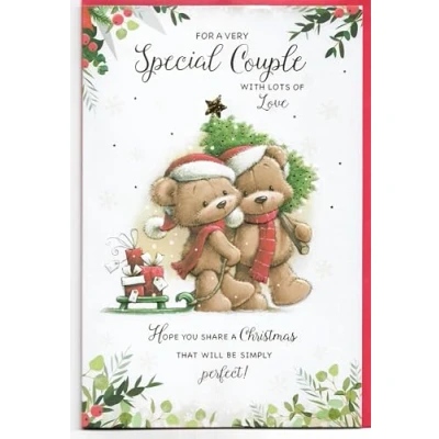 Image of Christmas Card For Special Couple 23 x 15 Cm (9 6 inches) A Very With Lots Of Love Cute Teddies