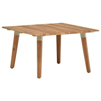 Image of vidaXL Solid Acacia Wood Garden Coffee Table Weather Resistant, Easy Assembly, Natural Oil Finished Outdoor Furniture with Slatted Design Brown