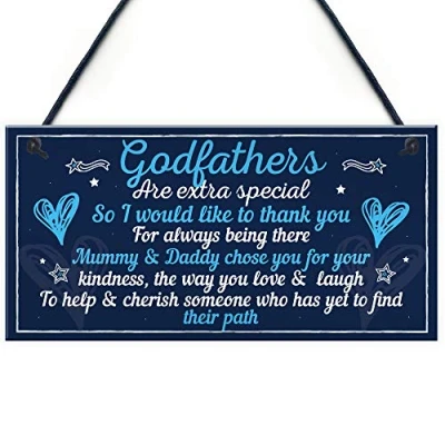 Image of RED OCEAN Godfather Gifts For Christmas Godparent Christening Dad Grandad Friendship Thank You Keepsake Hanging Sign