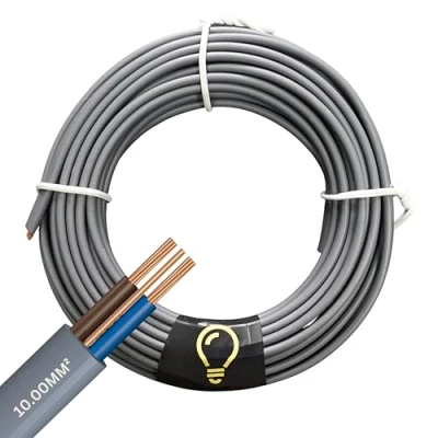 Image of SHPELEC® Electrical Grey Twin and Earth 6242YH Cable 4mm, 6mm, 10mm Mains Socket Ring (10mm, 3m)