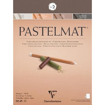Image of Clairefontaine Ref 96005C Pastelmat Pastel Card Pad No.2 (12 Sheets) 360gsm 18 x 24cm Assorted Colours Specially Formulated For Use With Pastels