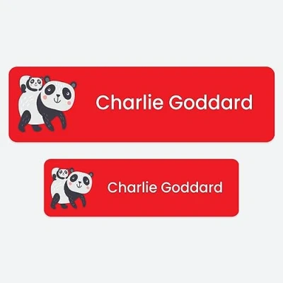 Image of 50 x No Iron Medium Personalised Stick On Waterproof Washable Name Labels Great for Clothes, School Uniform, Equipment, Shoes and Much More. School, Nursery, Day Care, Hospital Panda