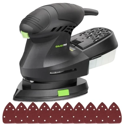 Image of GALAX PRO 200W Detail Sander, 12000 OPM Electric Orbital Mouse Sander Paired with Dust Collection and 10 Pieces of Sandpaper