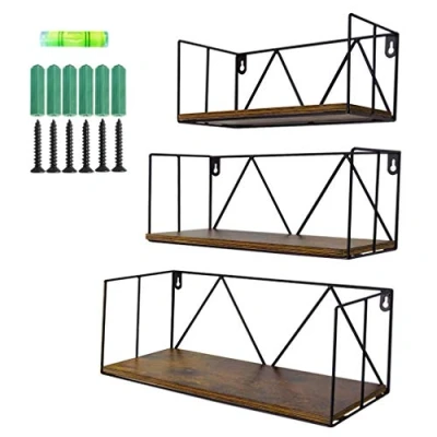Image of EYMPEU Rustic Floating Shelves, Wall Mounted Shelf for Living Room, 3 Pack