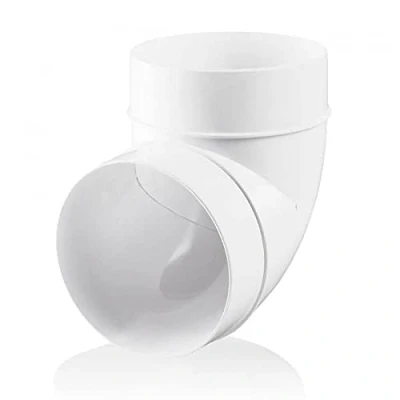 Image of Fantronix 90 Degree Elbow Connector Bend 125mm 5 inch Round Plastic Ducting Joint to Connect Duct Pipe or Flexible Hose Ventilation