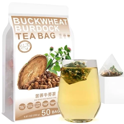 Image of Plant Gift Buckwheat Burdock Tea Bags 8.81oz (5g*50bags) Chinese Pure Nature, Health Care Mixed Tea, Combination of Floral 250g 苦荞牛蒡茶