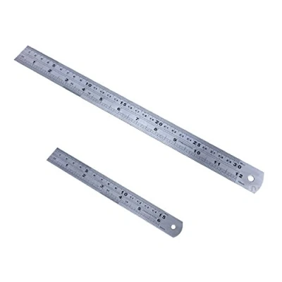 Image of 2 x Stainless Steel Metal Ruler 12 inch + 6 Rule With Conversion Table