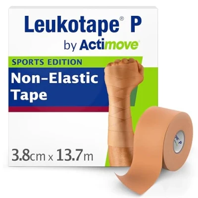 Image of Leukotape P by Actimove Sports Edition Rigid Medical Tape for Sprains and Injury Prevention, 3.8 cm x 13.7 m, Beige, 1 Roll