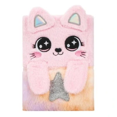 Image of EXERZ A5 Notebook “Pink Cat, Children Journal Diary Notepad for Kids, Fidget Friendly Cover with Foldable Ears and Paws, Cute Functional, 160 Lined Pages (Cat)