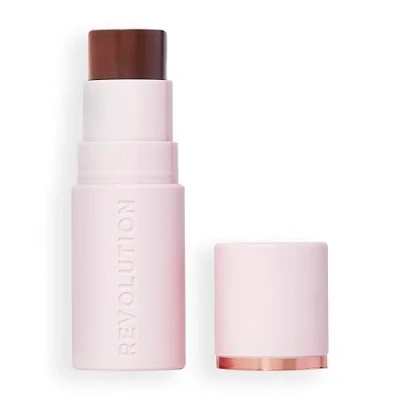 Image of Revolution, Skin Silk Bronzer Stick, Buildable Colour for Cheek, Eye, &amp; Lip, Cream to Powder Formula, Vegan Cruelty Free, Dark Cocoa, 4.5g