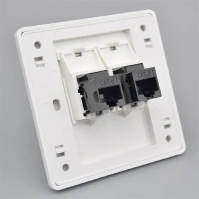 Image of Female To CAT6 Gigabit Dual Pass Network Wall Plug RJ45 LAN Faceplate Internet Straight Outlet (LAN x 2)