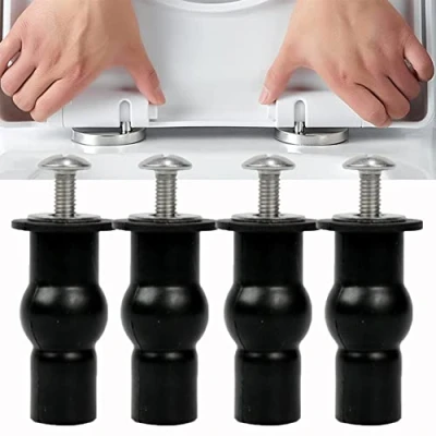 Image of 4 Pack Universal Toilet Lid Seat Hinges Bolts Fittings Expanding Rubber Top Nuts Screw Fixings WC Blind Hole
