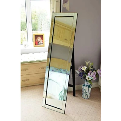 Image of MirrorOutlet Large Modern Venetian Cheval Free Standing Mirror 5Ft X 1Ft3 (150 40cm), silver, SWS028