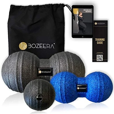 Image of [Peanut Massage Balls Peanut Roller Ball Set] 8cm, 12cm &amp; Trigger Point 8cm Foam Set Incl. Video Exercises, Poster Bag