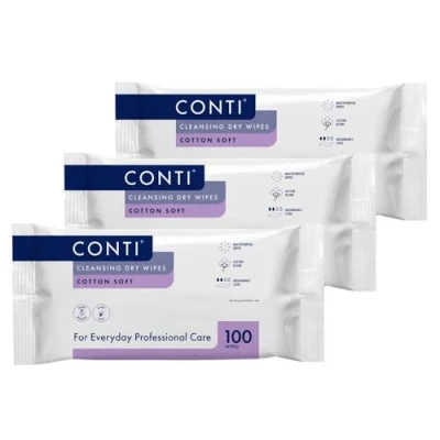 Image of Conti So Soft Large Patient Cleansing Dry Wipes (3 Packs of 100 Wipes)