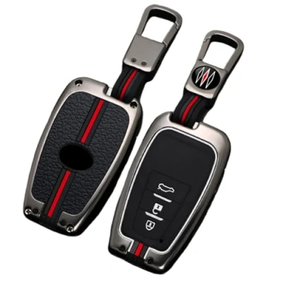 Image of Happyit Zinc Alloy Car Key Cover Cases for Toyota Camry RAV4 Avalon C HR Prius Corolla GT86 360 Waterproof Protection (Matt color, 3 Buttons)