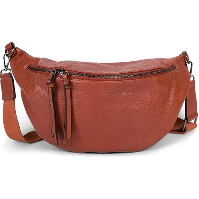 Image of styleBREAKER Women&#039;s Half Moon Crossbody shoulder Bag, detachable adjustable strap, Solid colored handbag 02012386, Colour:Cognac
