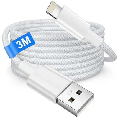 Image of iPhone Charger cable 3M [MFi Certified], USB to Lightning for Apple 14 Pro Max 13 12 Mini 11 XS X SE 8 7 6 iPad, Long Nylon Braided Fast Charging Lead Wire
