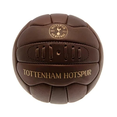 Image of Tottenham Hotspur FC Official Retro Heritage Leather Ball, Brown, Size 5,