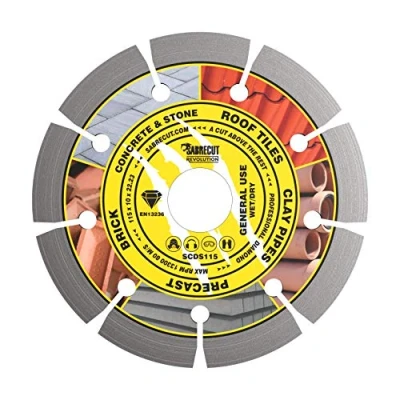 Image of 1 x SabreCut SCDS115 115mm (4.5&quot;) 10mm 22.23mm Bore Segmented Diamond Angle Grinder Circular Saw Blade Compatible with Bosch Dewalt Makita Milwaukee and Many Others
