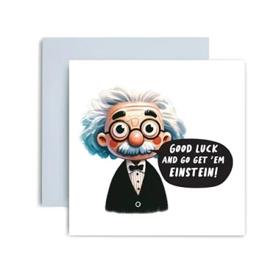 Image of Huxters Good Luck Card Einstein Exam for A Level University GCSE Exams Secondary School 14.8cm