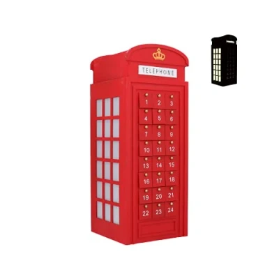 Image of Gisela Graham Wooden LED Telephone Box Advent Calendar