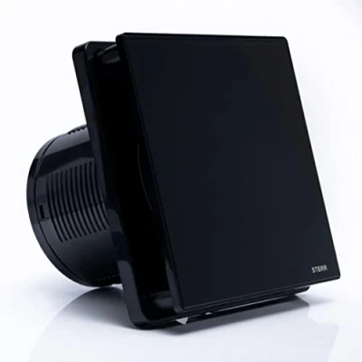 Image of STERR Black Bathroom Fan 4 inches / 100 mm Extractor Glass Front Modern Look BFS100 B 10 W