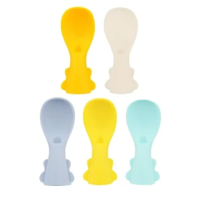 Image of Silicone Spoons for Baby Food Pouches Infant Spoon Attachments Travel Friendly Feeding Utensil Puree Part